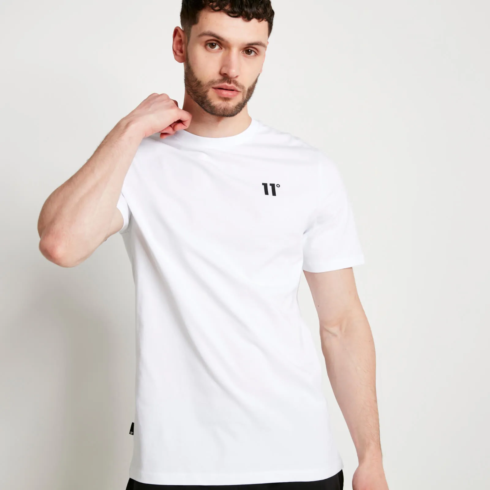 11 Degrees Street Style U-Neck Cotton Short Sleeves Logo Skater Style