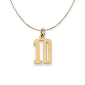 Yellow Gold Alumni Small Elongated Number 10 Necklace