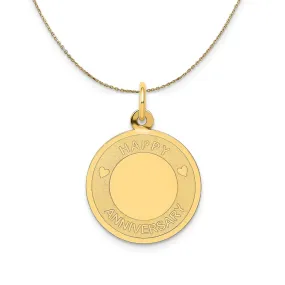 Happy Anniversary Disc Necklace crafted from 14k yellow gold