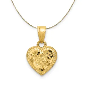 Yellow Gold 14k Necklace with Diamond Cut Heart