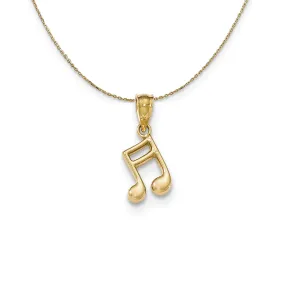 Yellow Gold 2D Double Note Necklace 8mm