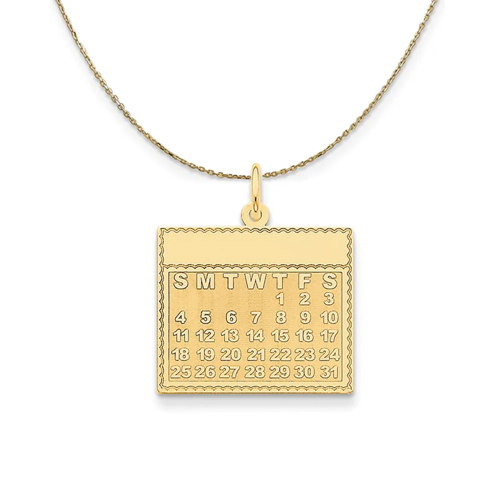 Perpetual Calendar Necklace starting on Thursdays made of 14k yellow gold