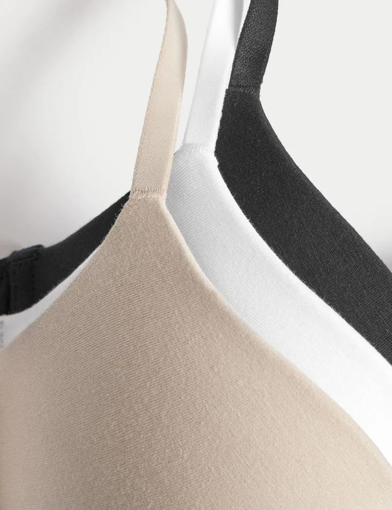 3 Pack Cotton Push-Up Bras A-E with Wiring