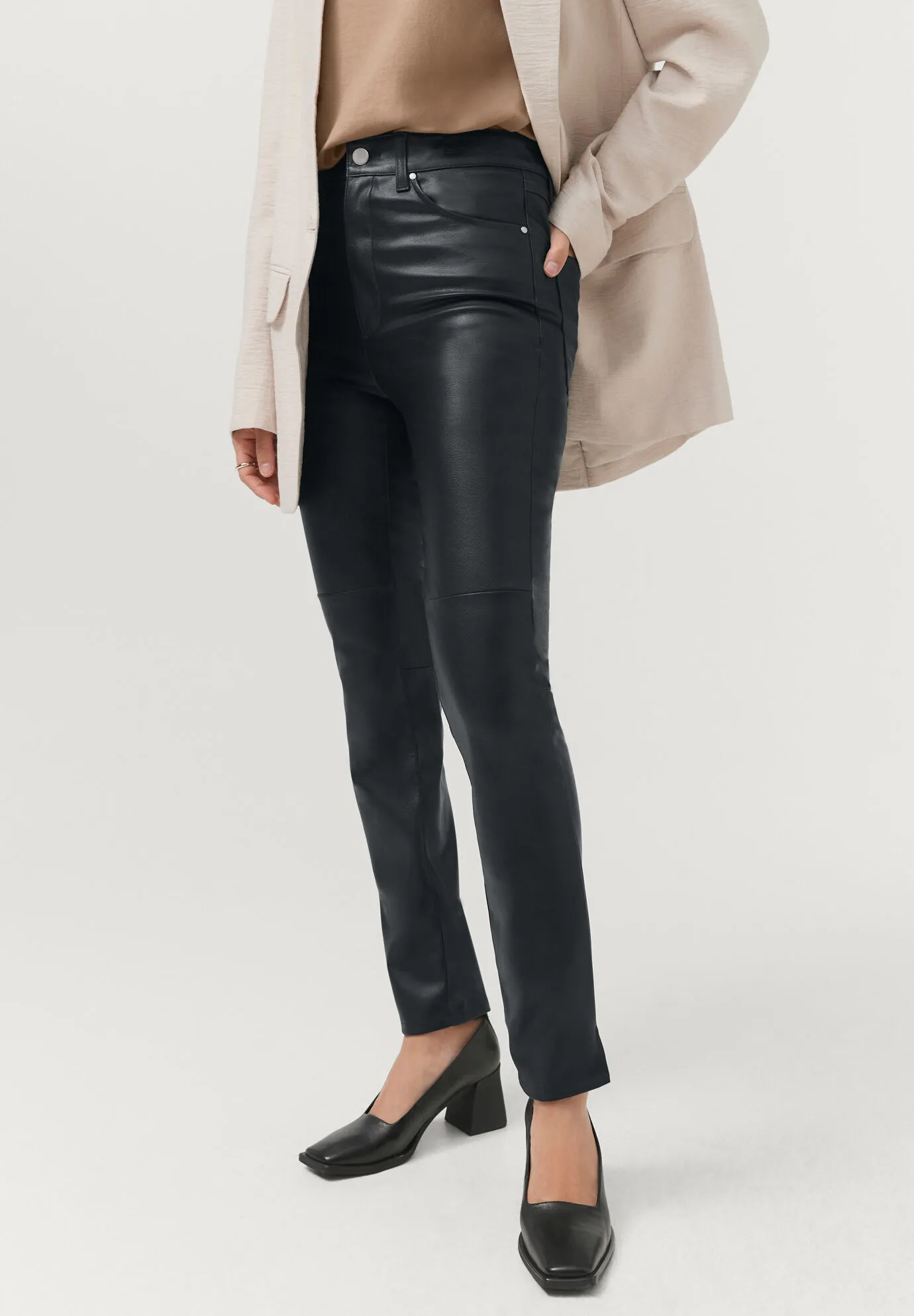 5-Pocket Faux Leather Trousers