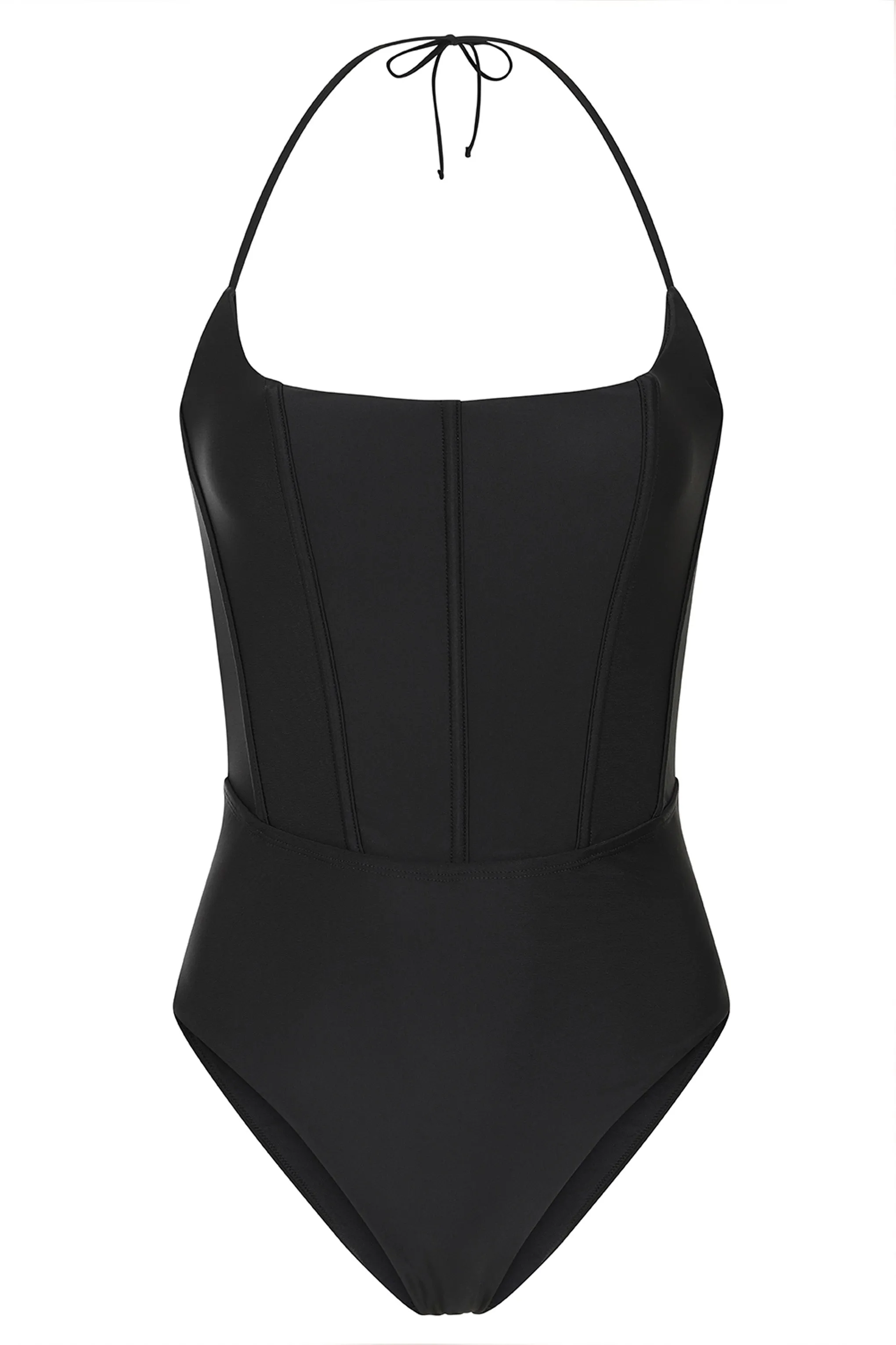 Black Halter Corset Swimsuit