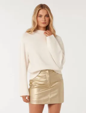 Ashlyn Vegan Leather Shiny Mini Skirt