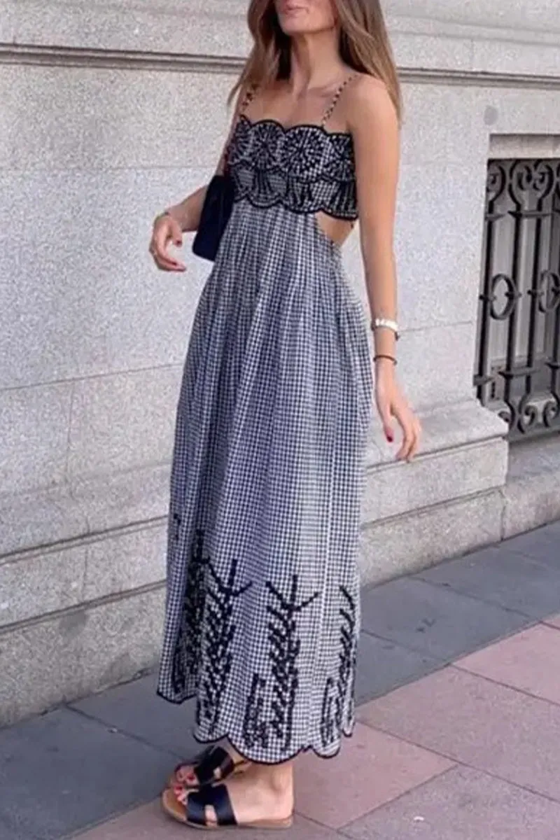 Backless Sling Dress with Sexy Print