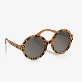 Beige Leopard Print Circular Sunglasses