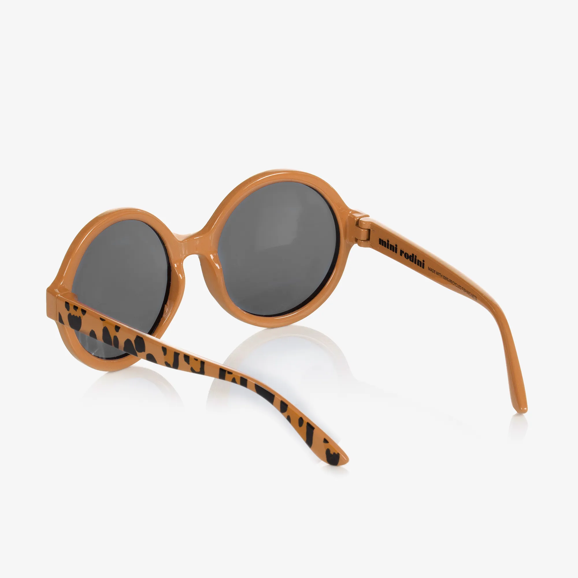 Beige Leopard Print Circular Sunglasses