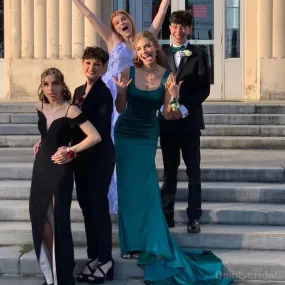 Elegant Long Bridesmaid Dress in Emerald