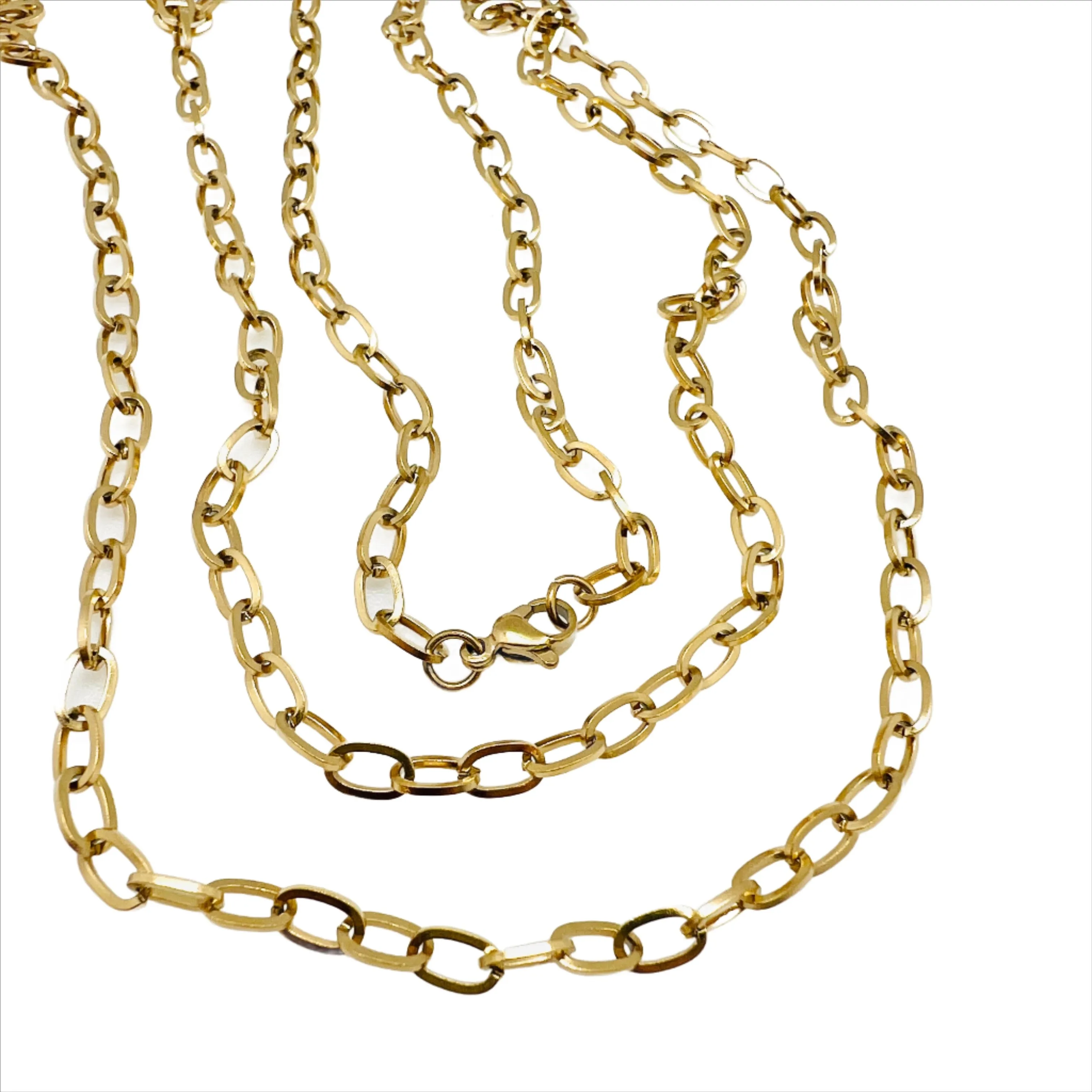 Oval Cable Chain Necklace Plated Stainless 19