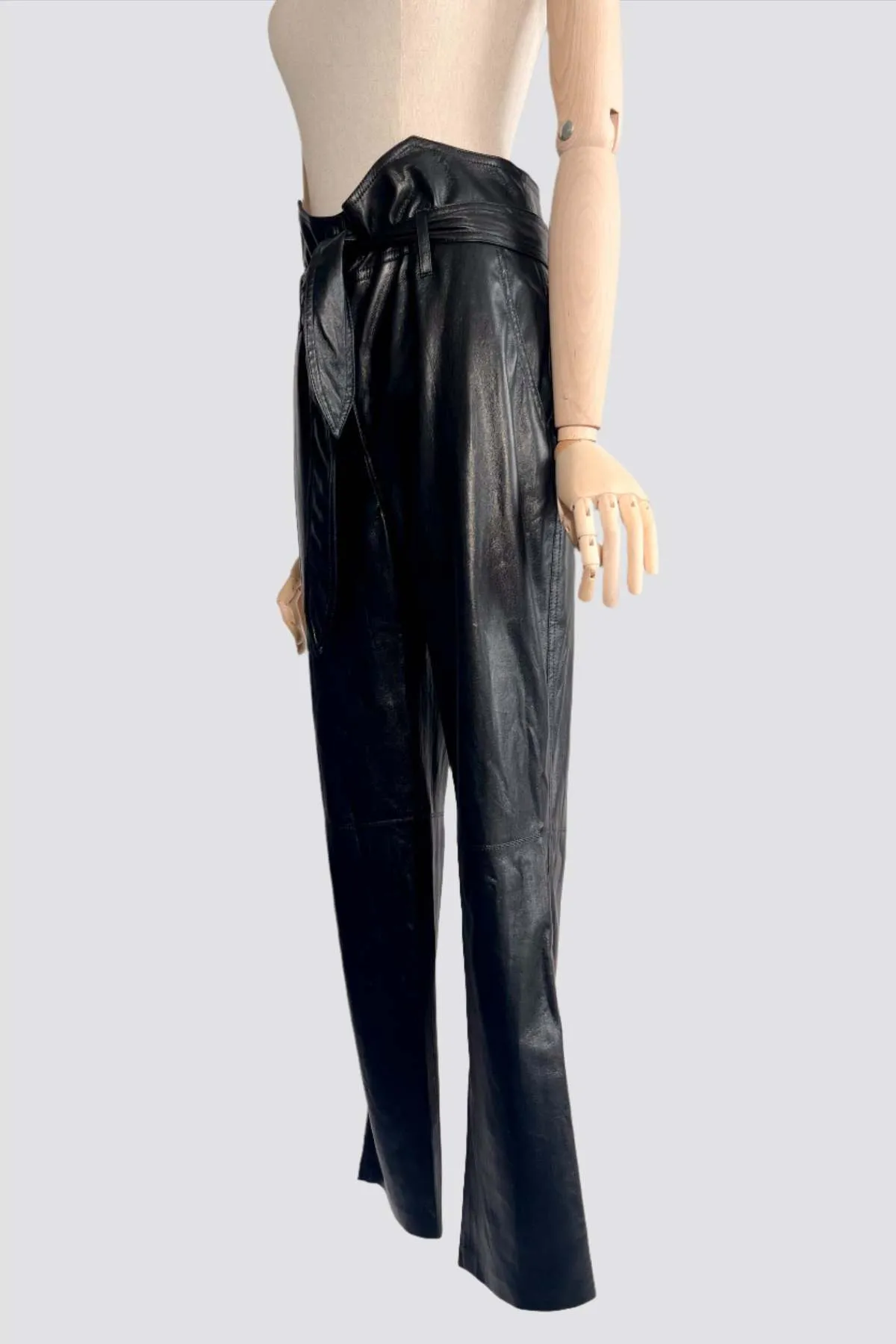 Black high waisted faux leather pants