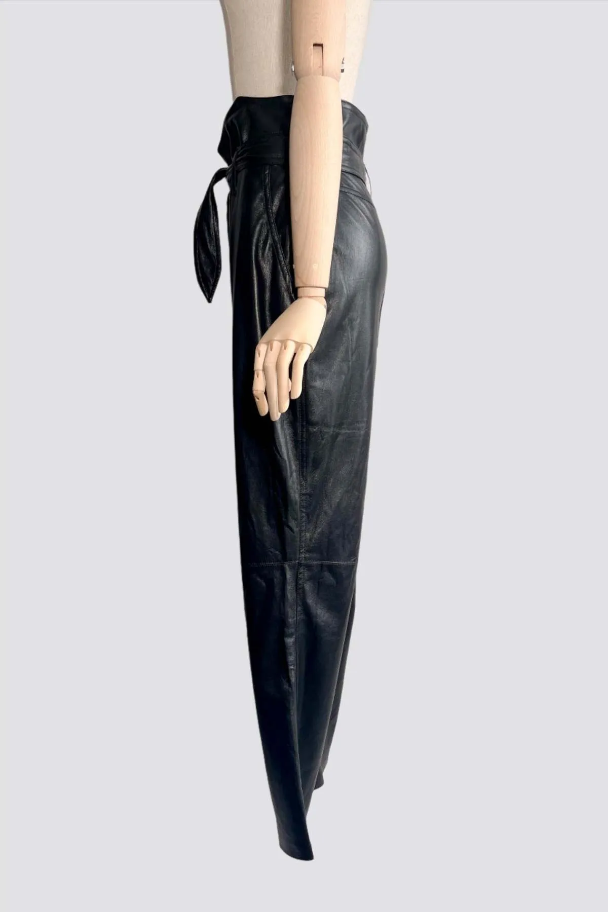 Black high waisted faux leather pants