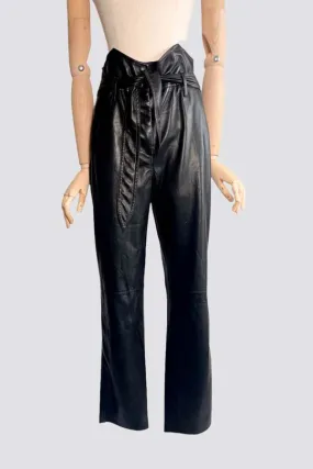 Black high waisted faux leather pants