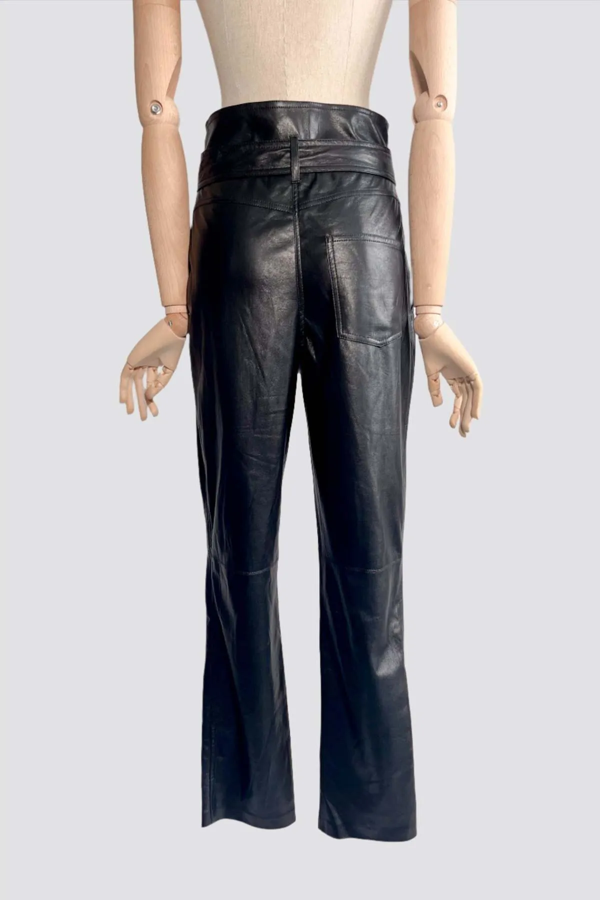 Black high waisted faux leather pants