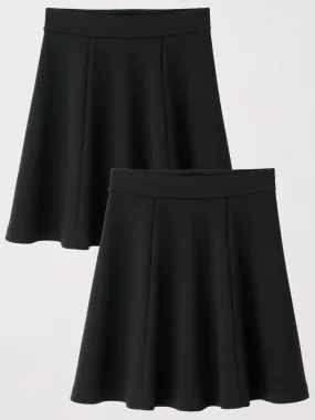 Black Jersey Skater Skirts Everyday Girls Set of 2