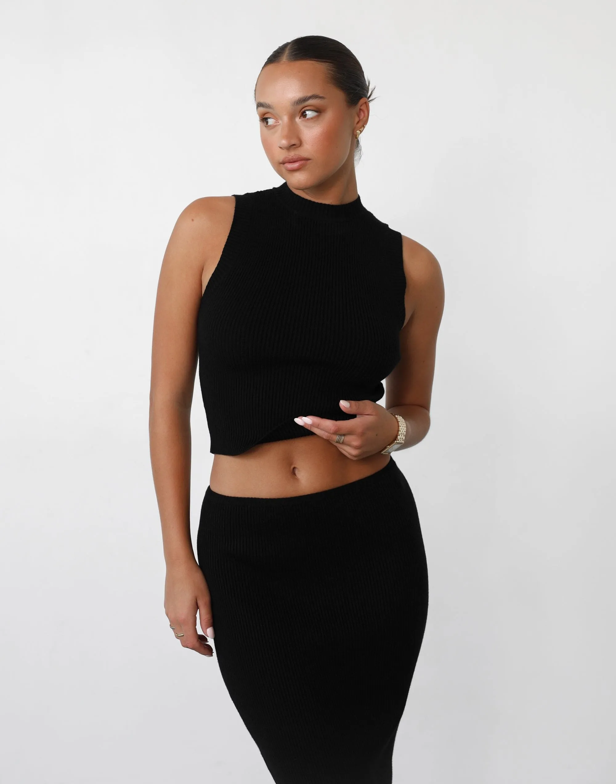 Black Nate Knit Tank Top