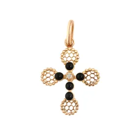 Rose Gold Black Diamond Cross Pendant with Lace