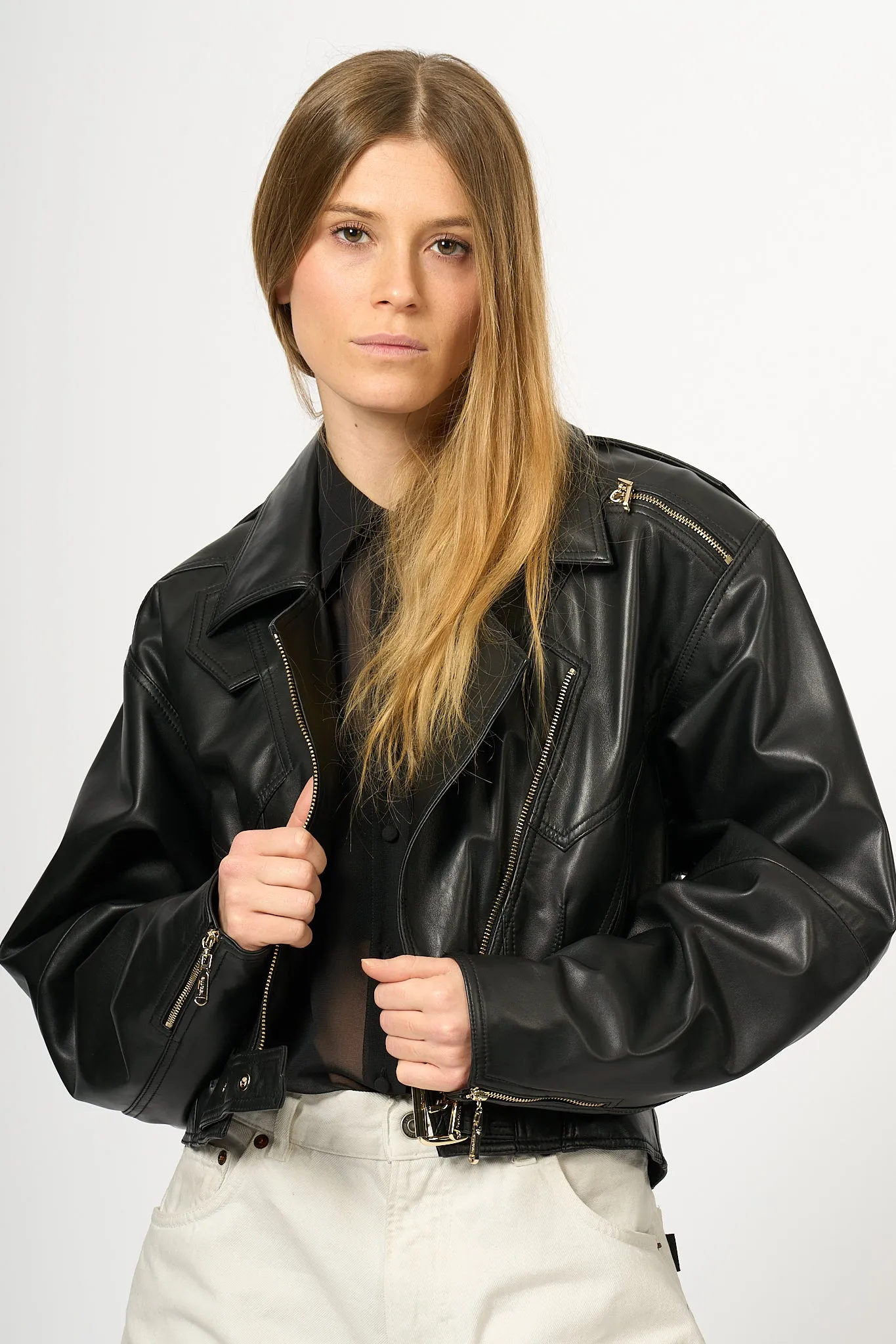 Blugirl Black Leather Jacket Women