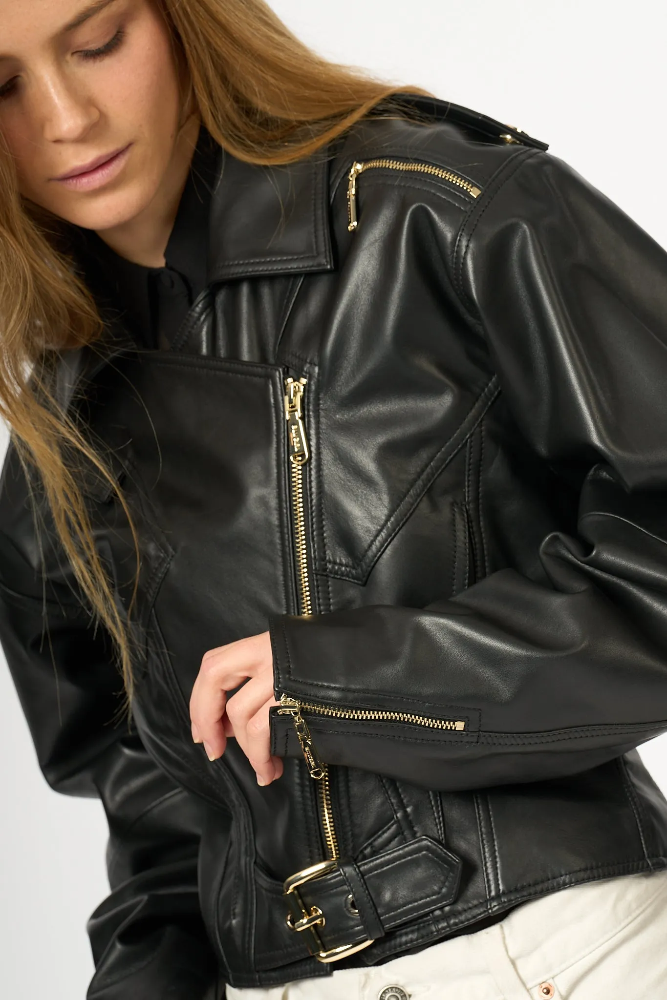 Blugirl Black Leather Jacket Women