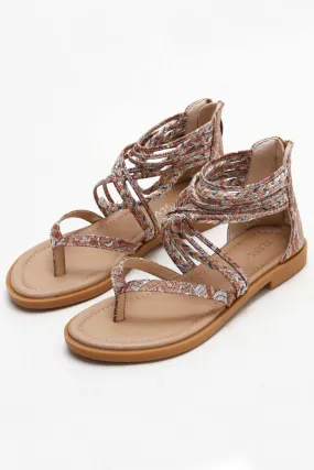 Bohemia Pattern Ankle Strap Zipper Sandals