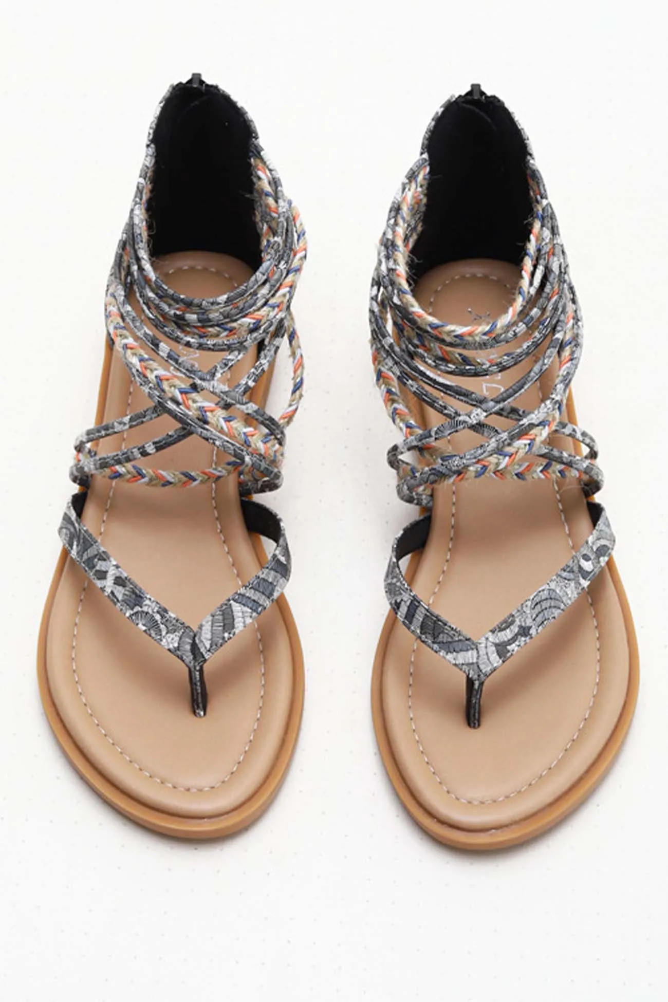 Bohemia Pattern Ankle Strap Zipper Sandals