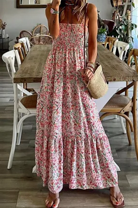 Bohemian Patchwork Flowers Print Sling Dresses