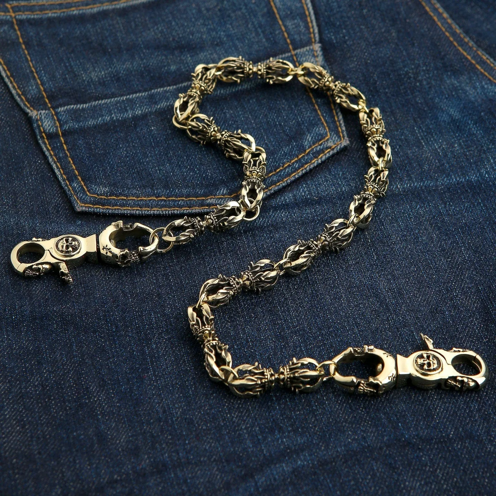 Brass Skull Biker Wallet Chain