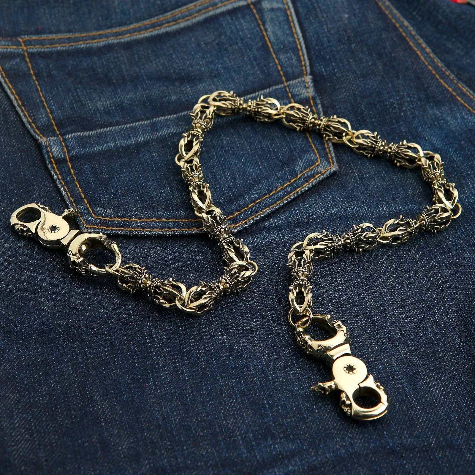 Brass Skull Biker Wallet Chain