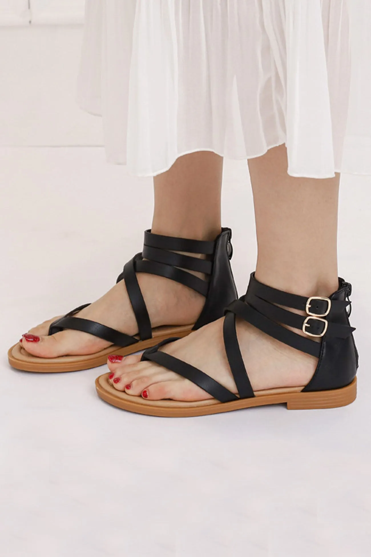 Ankle Strap Zipper Sandals at Buckle