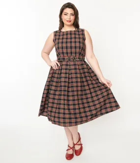 Black & Red Plaid Annie Swing Dress by Dolly & Dotty