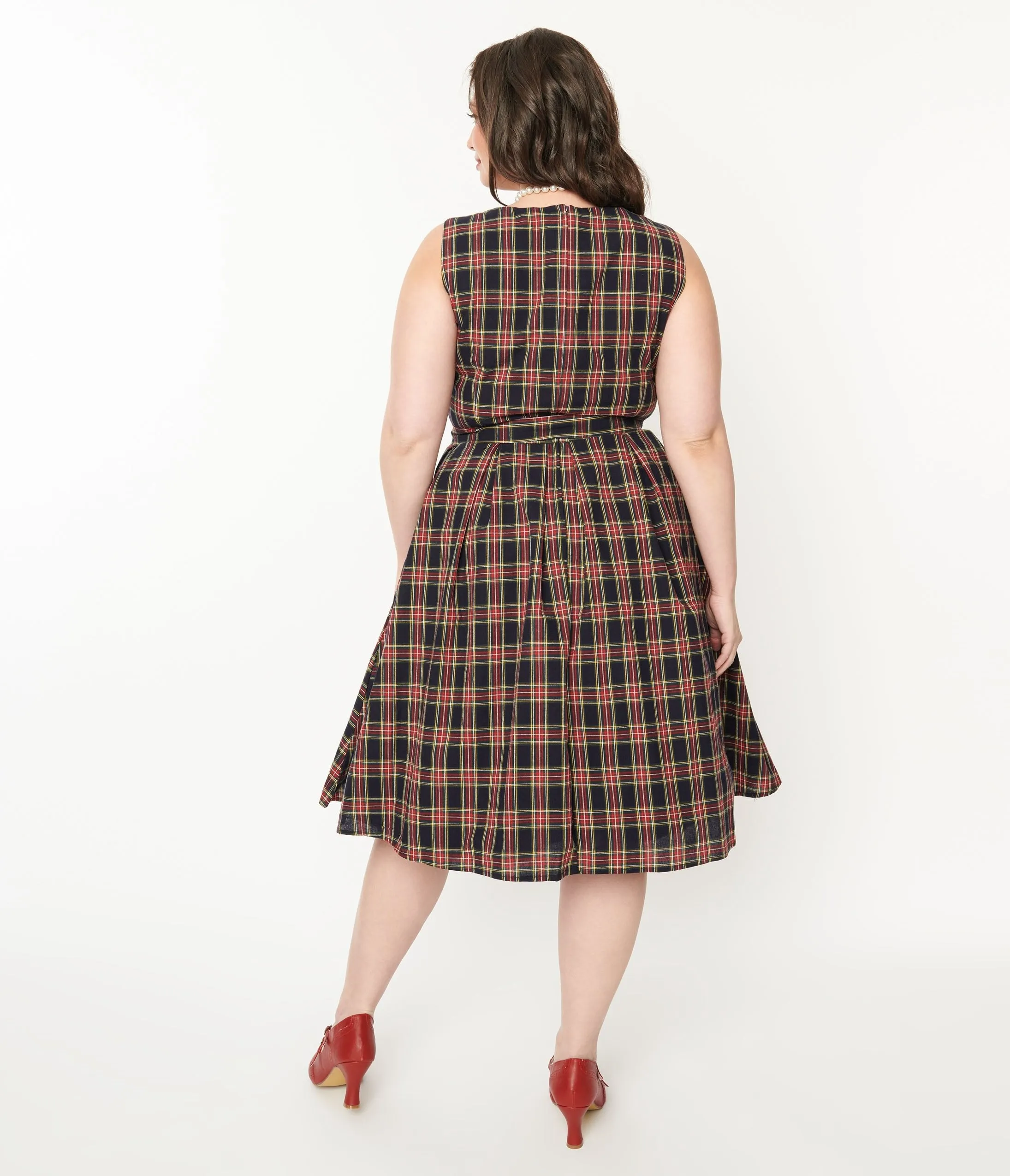 Black & Red Plaid Annie Swing Dress by Dolly & Dotty