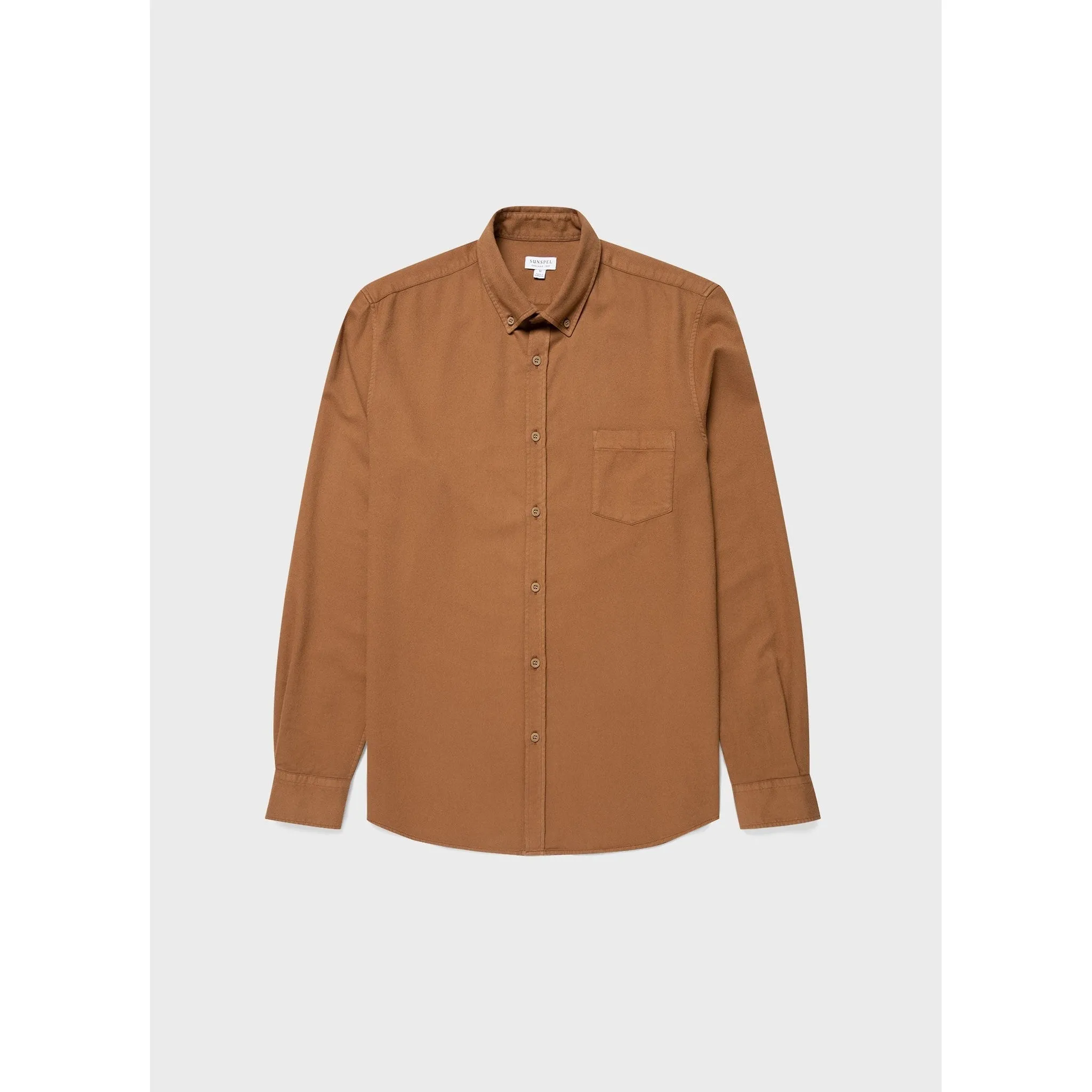 Button Down Flannel Shirt | Men | Dark Camel