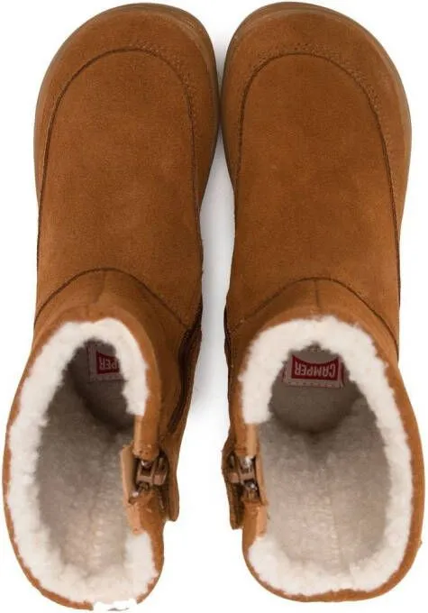 Brown Camper Kids Peu Cami faux-shearling lined boots