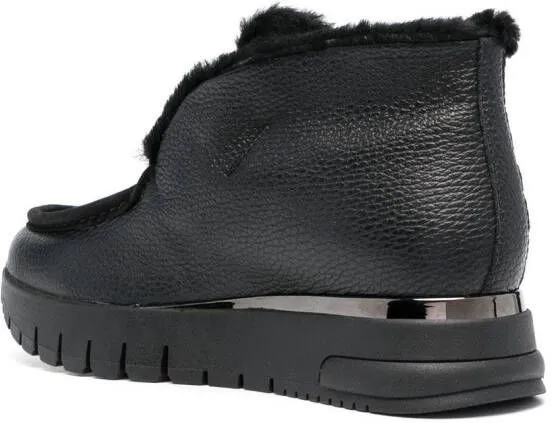 Black Casadei Boots Lined with Crystal-Embellished Shearling