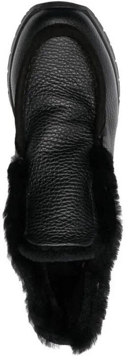 Black Casadei Boots Lined with Crystal-Embellished Shearling