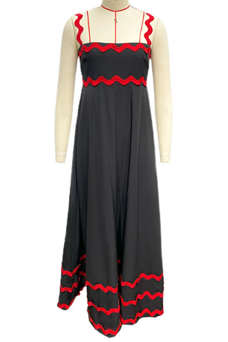 Casual Ripple Patchwork Contrast Sling Dresses in 7 Colors