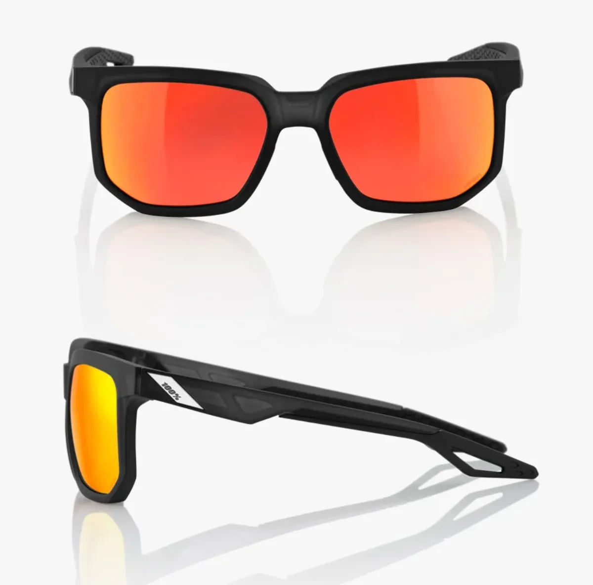 Centric Soft Tact Crystal Black Sunglasses with Hiper Red MM lens by 100%