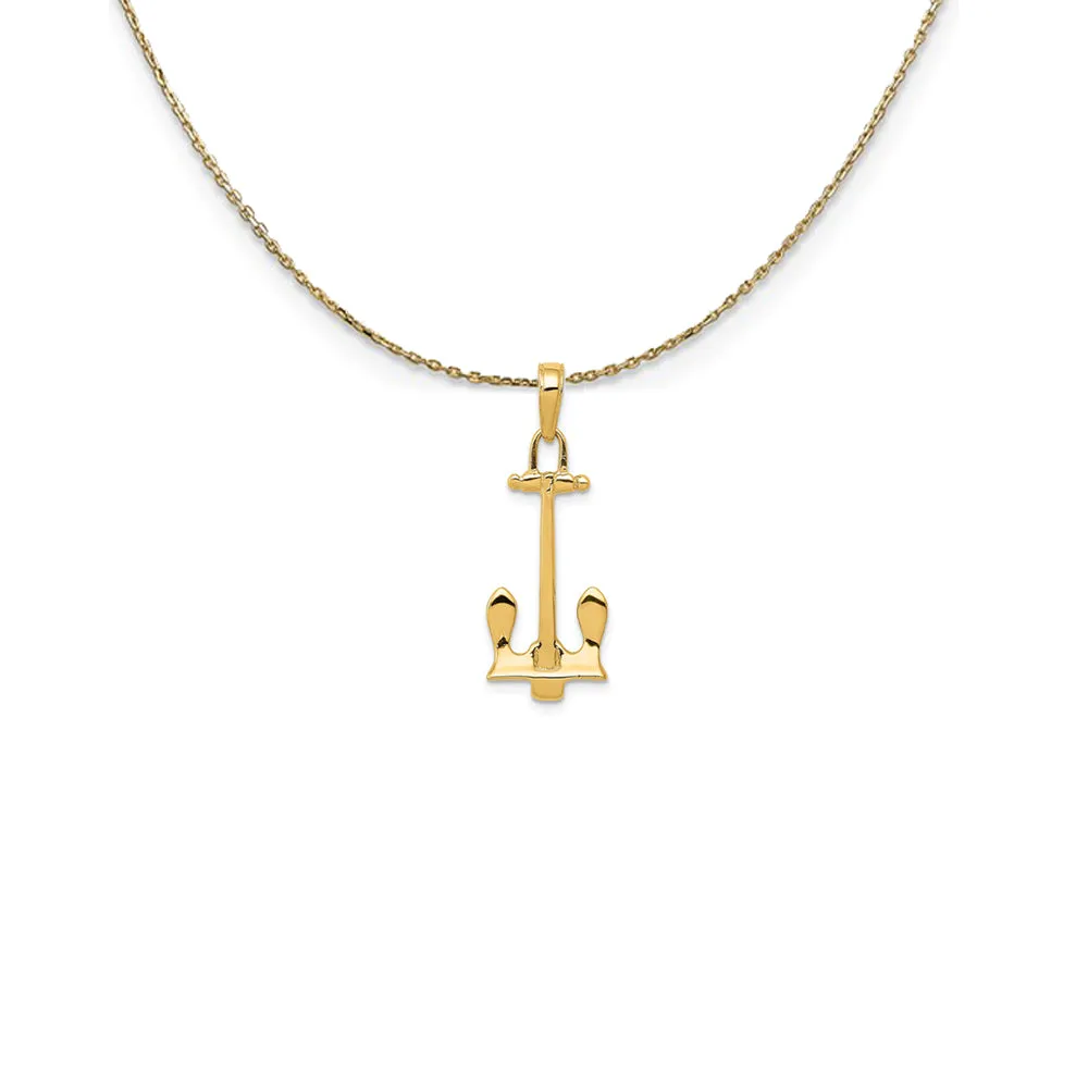 Stockless Anchor Necklace in 14k Gold