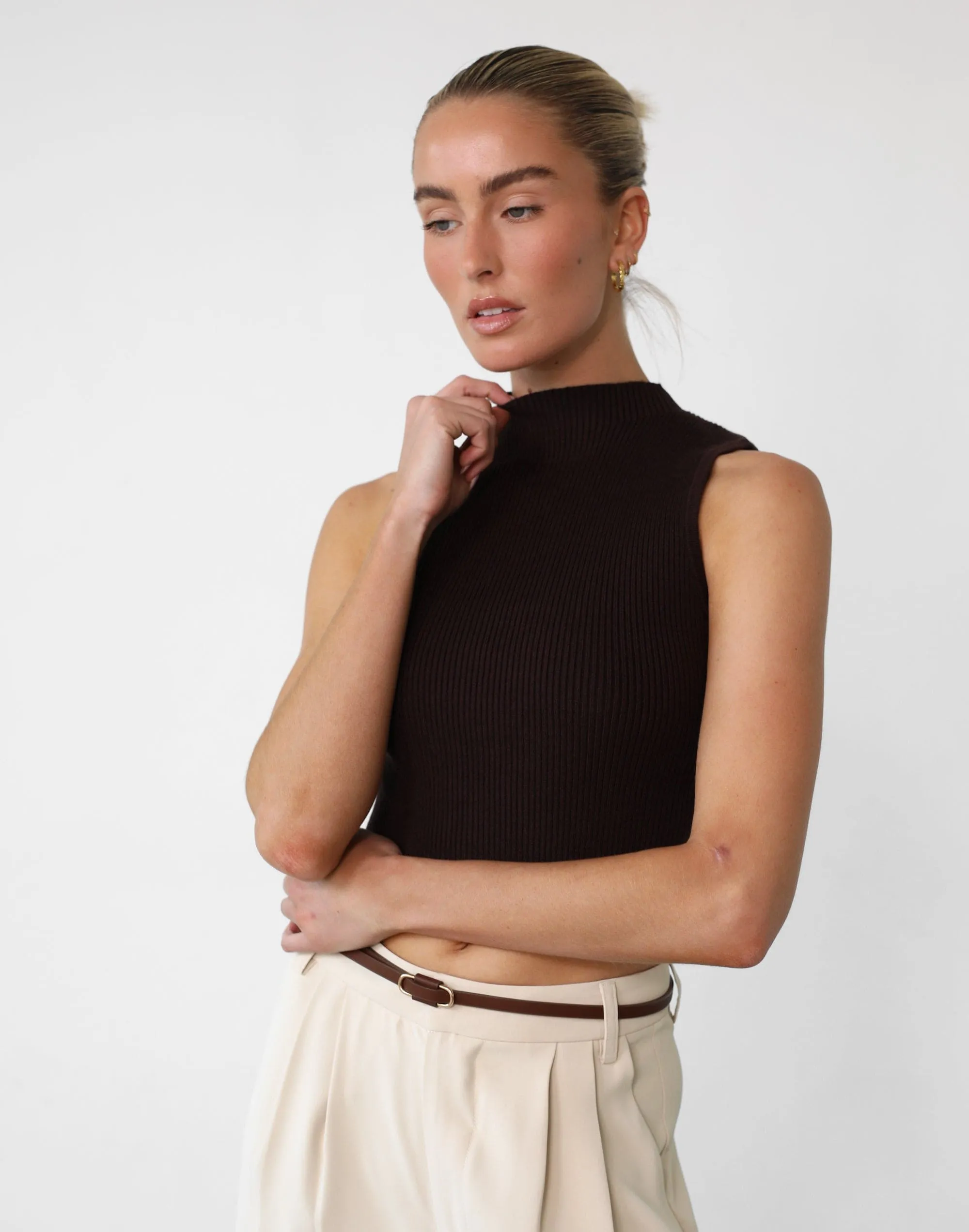 Chocolate Knit Crop Top