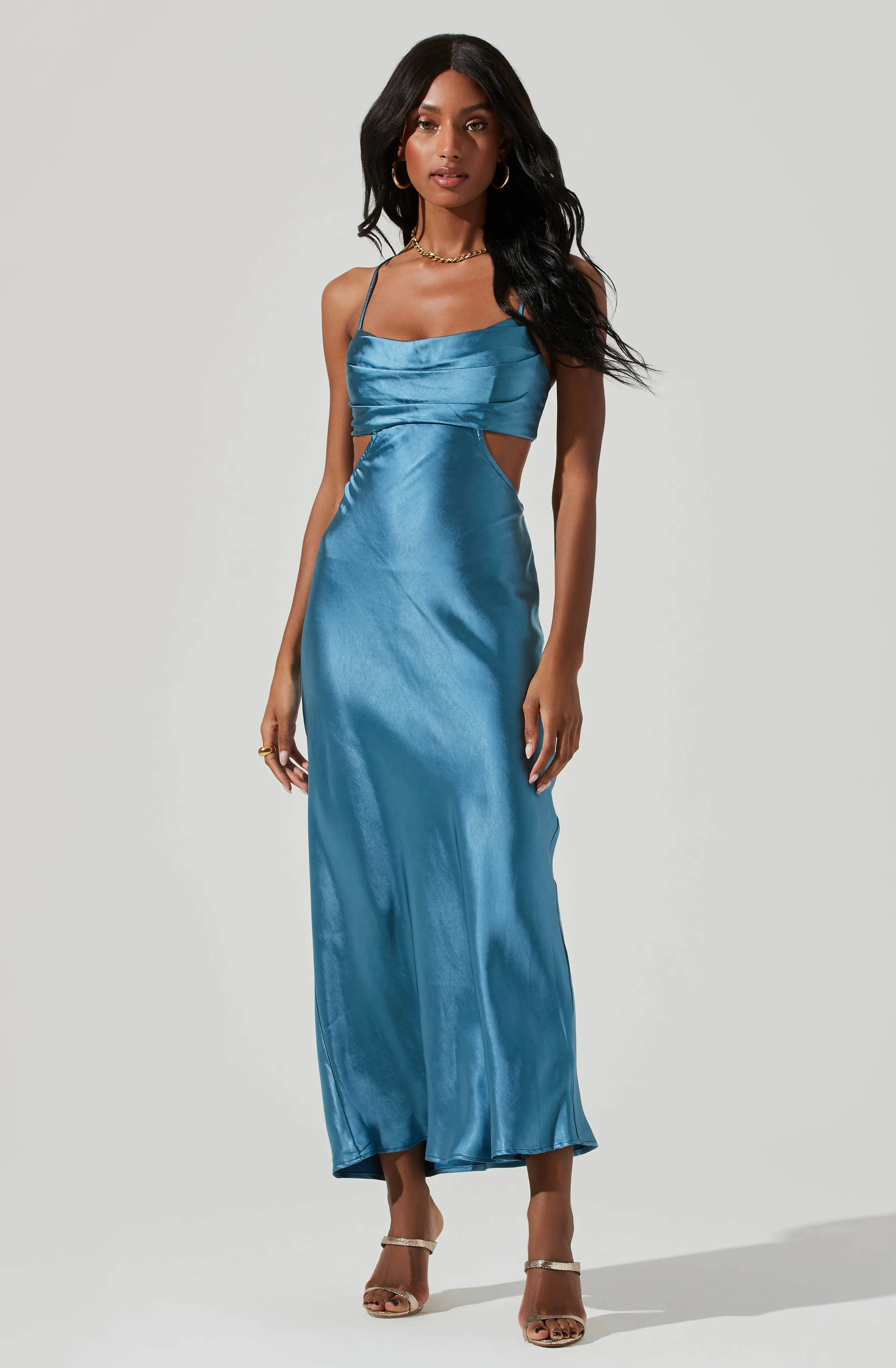 Colette Midi Dress with Satin Cutout