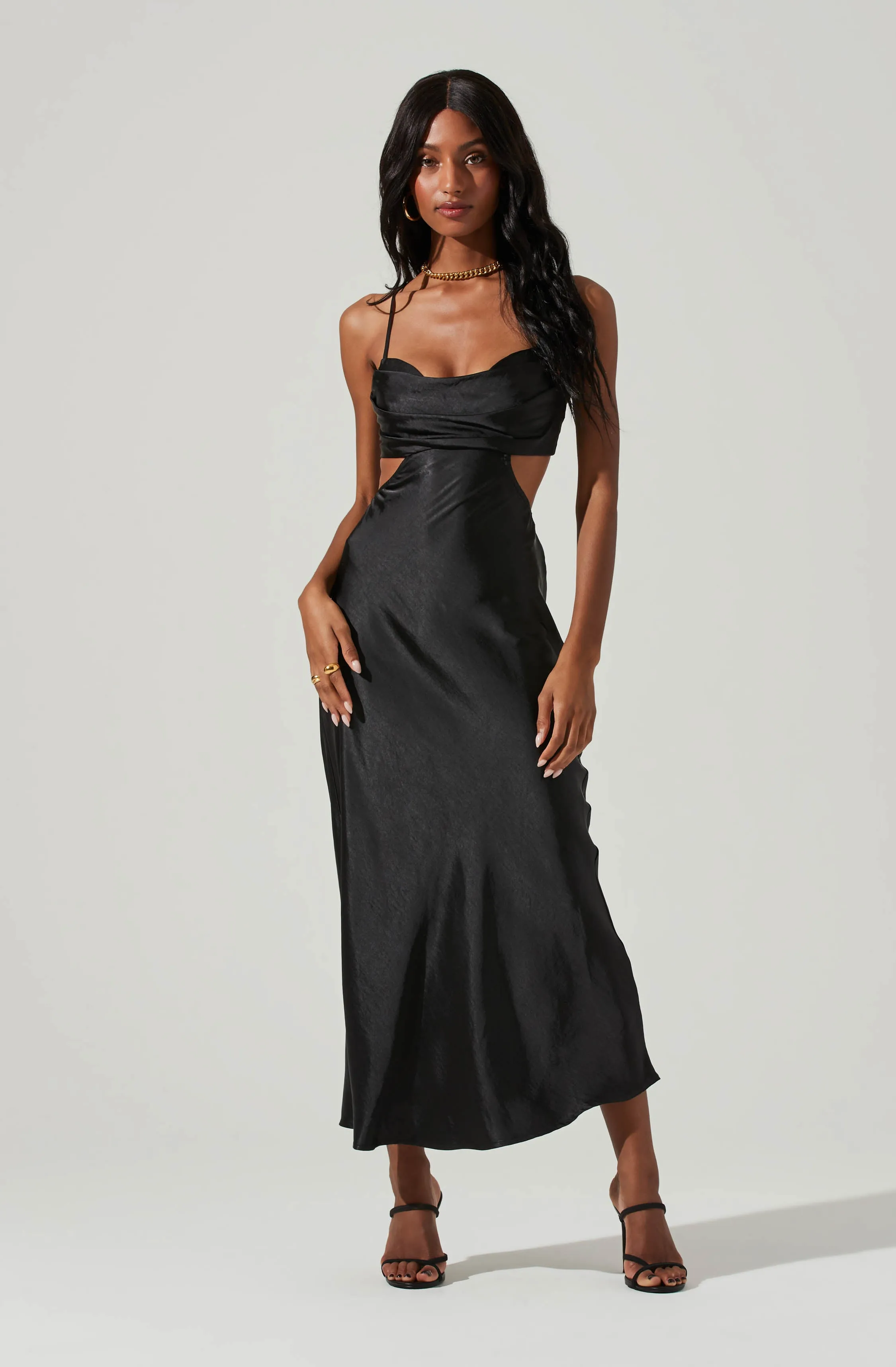 Colette Midi Dress with Satin Cutout