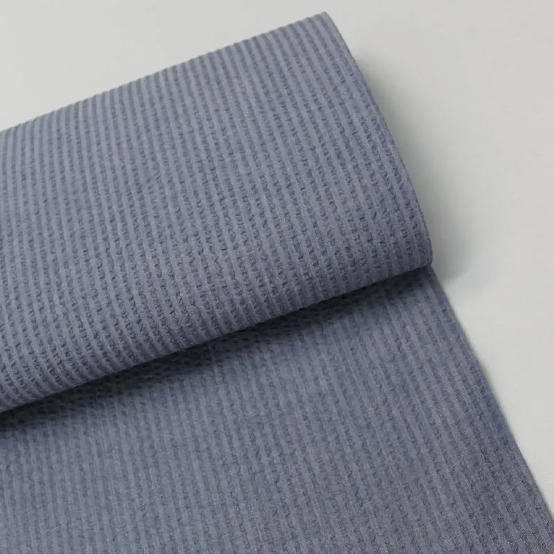 Blue Grey Seersucker Cotton Fabric