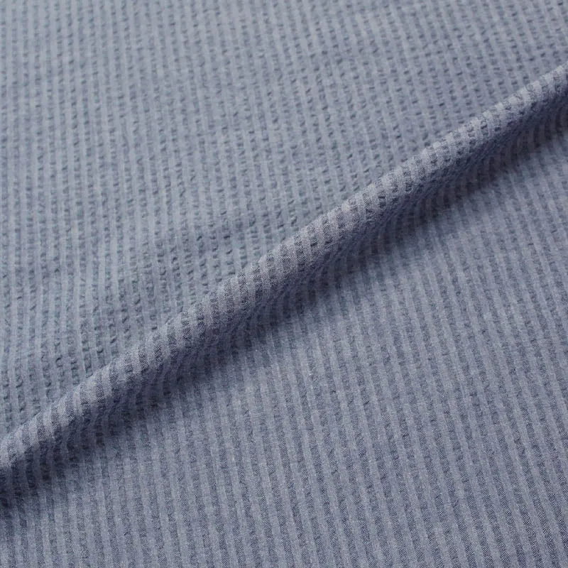 Blue Grey Seersucker Cotton Fabric