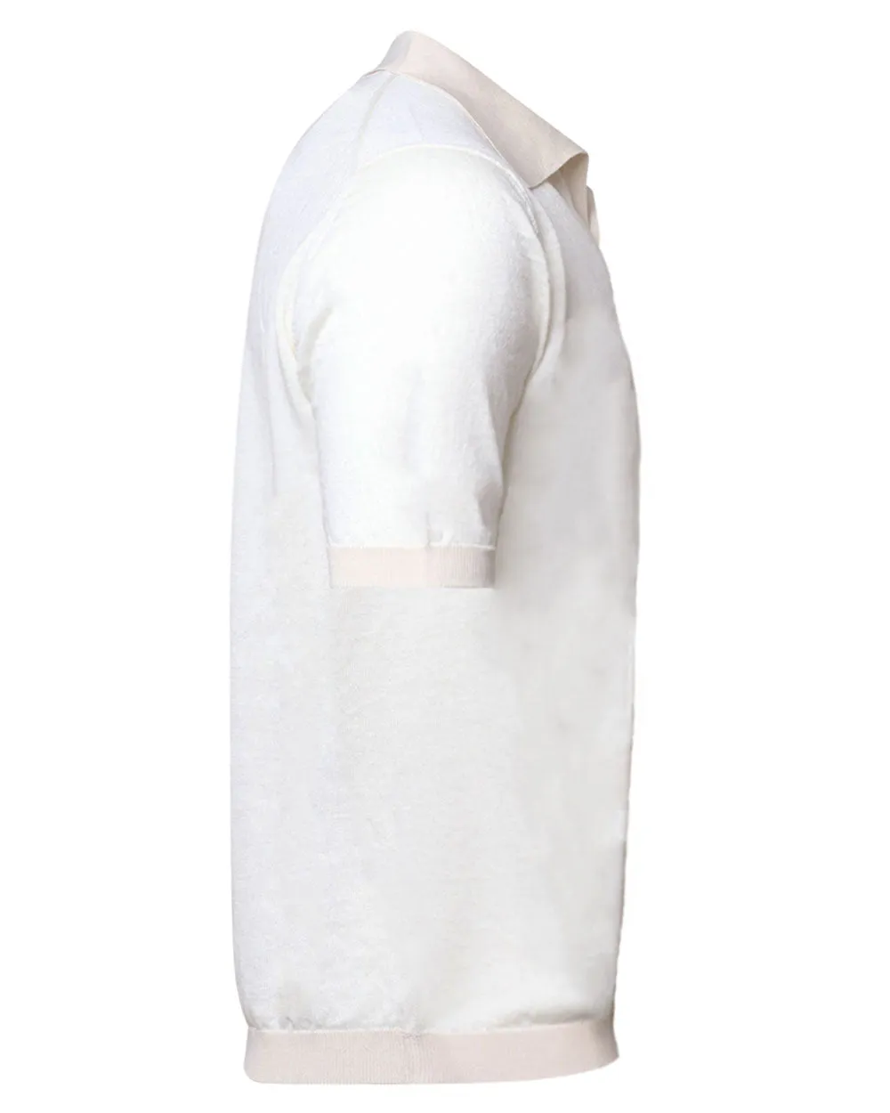 Cream Knitted Johnny Collar Polo