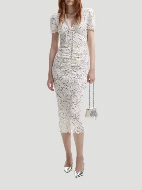 Cream Colored Corded Lace Dress