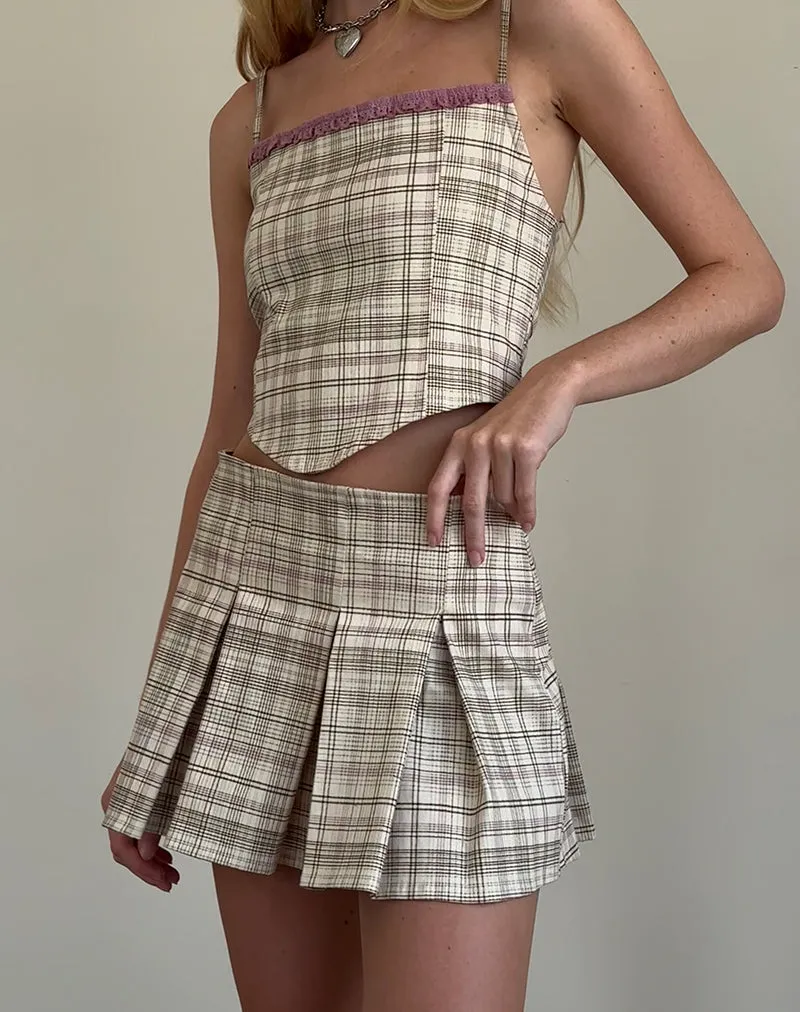 Cream Pastel Check Archie Corset Top