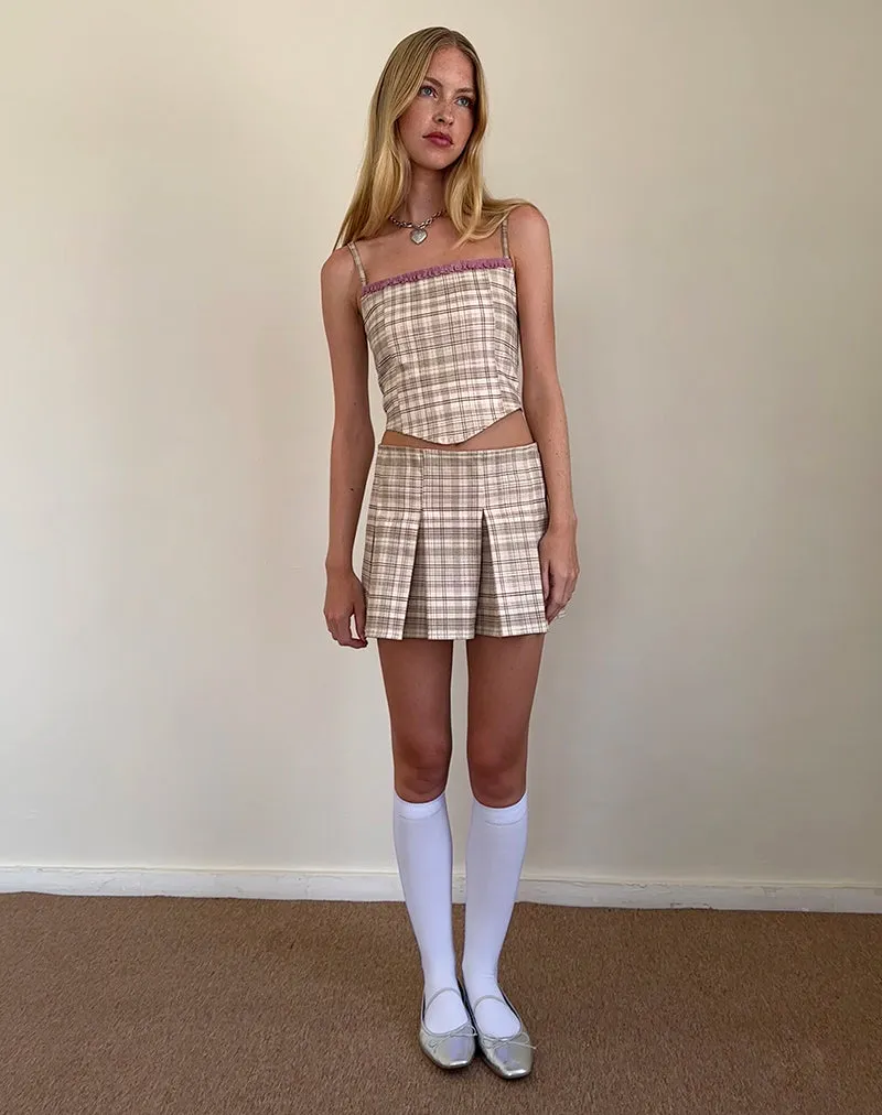 Cream Pastel Check Archie Corset Top