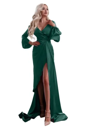 TINAHOLLY TK305 Tiana Long Sleeve Dress in Emerald