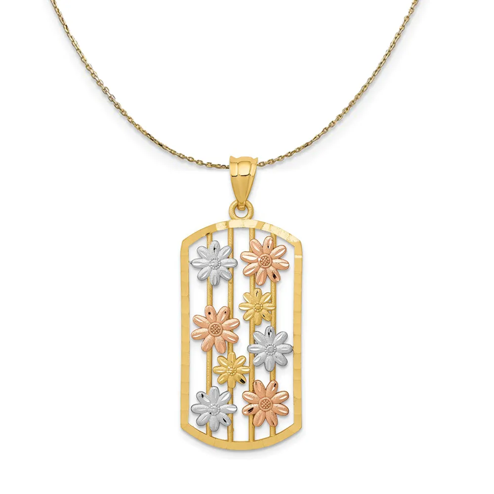 Yellow & Rose Gold Daisy Dog Tag Necklace